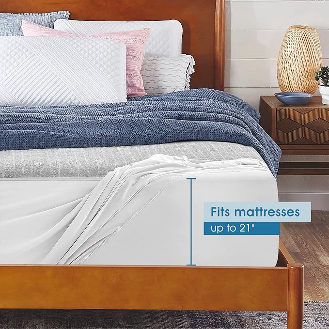 TASTELIFE Waterproof Mattress Protector Queen Size, Premium Breathable Bed Cover with Deep Pocket 8"-21", Noiseless Machine Washable & Vinyle-Free for Home & Hotel (Gray)