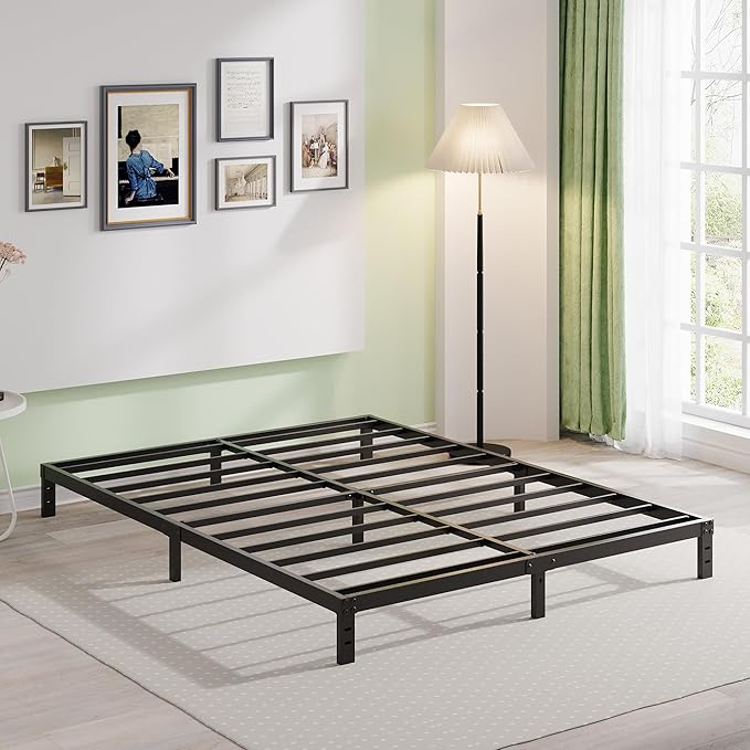 EMODA 10 Inch Full Size Bed Frame Heavy Duty Metal Platform No Box Spring Needed, Easy Assembly Noise Free, Black