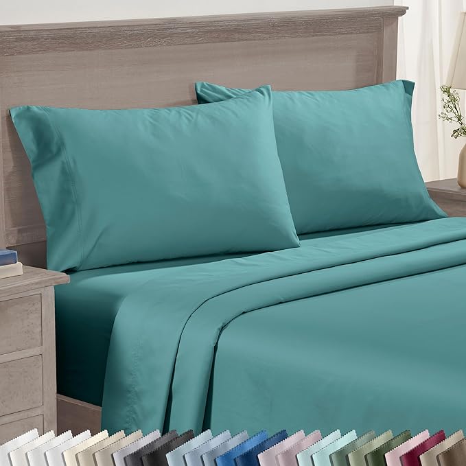 California Design Den Queen/Standard Pillow Cases Set of 2 - Premium 600 Thread Count, Soft 100% Cotton Queen Size Pillow Case, Crisp Sateen, Fits Standard & Queen Pillows - Teal