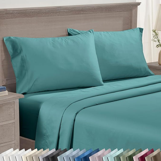 California Design Den Queen/Standard Pillow Cases Set of 2 - Premium 600 Thread Count, Soft 100% Cotton Queen Size Pillow Case, Crisp Sateen, Fits Standard & Queen Pillows - Teal