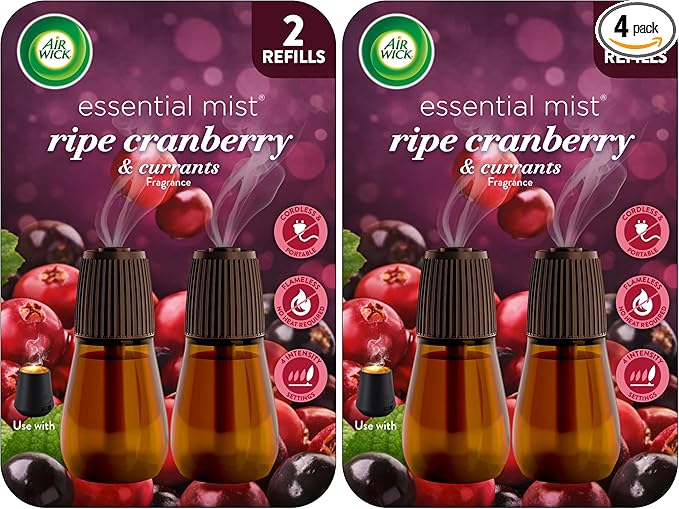 Air Wick Essential Mist – Twin Refill Ripe Cranberry & Currants,2 Refills,(Pack of 2)