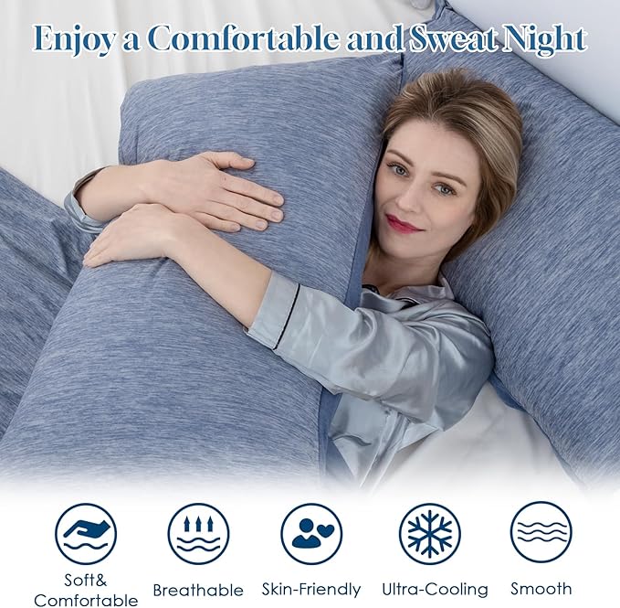 CHOSHOME Cooling Pillow Cases Zipper Pillow Covers Q-Max > 0.45 Zippered Pillowcases for Hot Sleepers, Soft, Breathable, Skin-Friendly, 4 Pack (King, 20"x36", Blue)