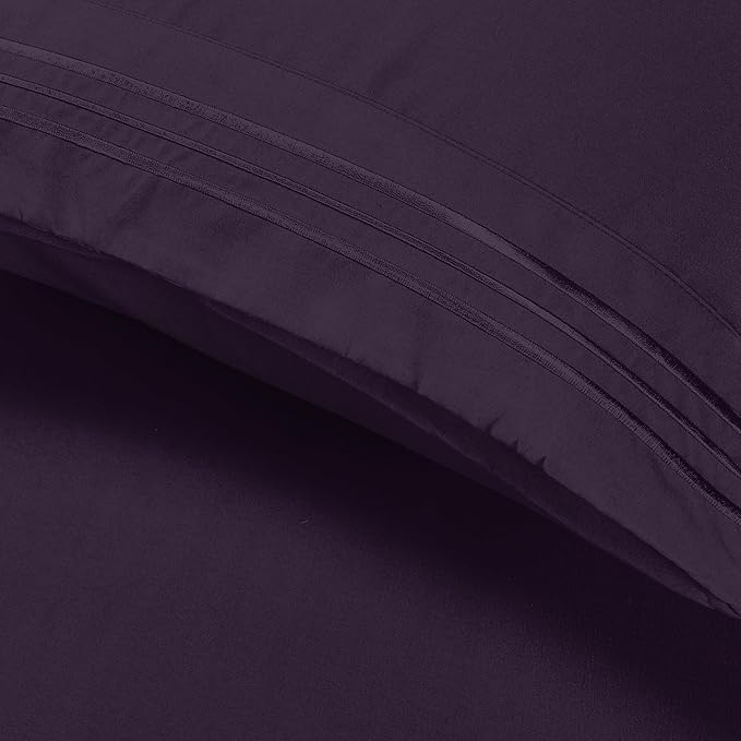 Elegant Comfort Luxury Ultra-Soft 2-Piece Pillowcase Set - 1500 Premium Hotel Quality Microfiber Double Brushed - Wrinkle Resistant, Standard/Queen, Purple