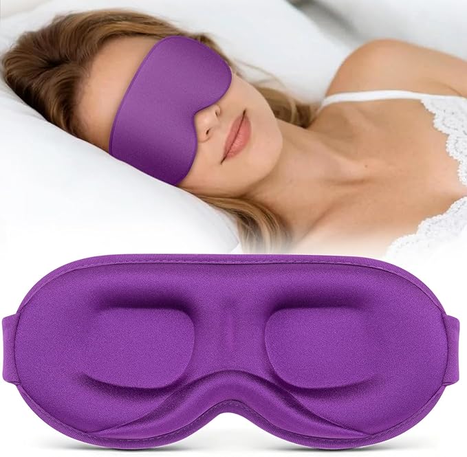Sleep Mask for Women Men - 100% Blackout Eye Masks for Sleep - 3D Soft Sleeping Mask for Side Sleepers - Zero Pressure Lash Extensions Eye Cover Shade for Airplane Travel Essentials, Purple