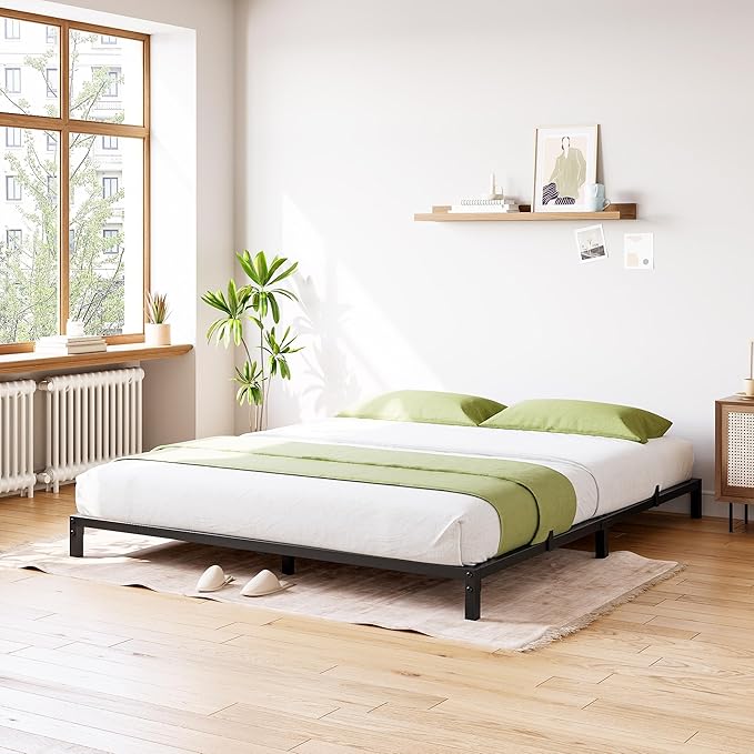 GarveeHome Full Size Bed Frame, 6 Inch Metal Platform Bed Frames with Heavy Duty Steel Slat Support, No Box Spring Needed, Noise Free,Anti-Sliding Slat,Easy Assembly, Under Bed Storage