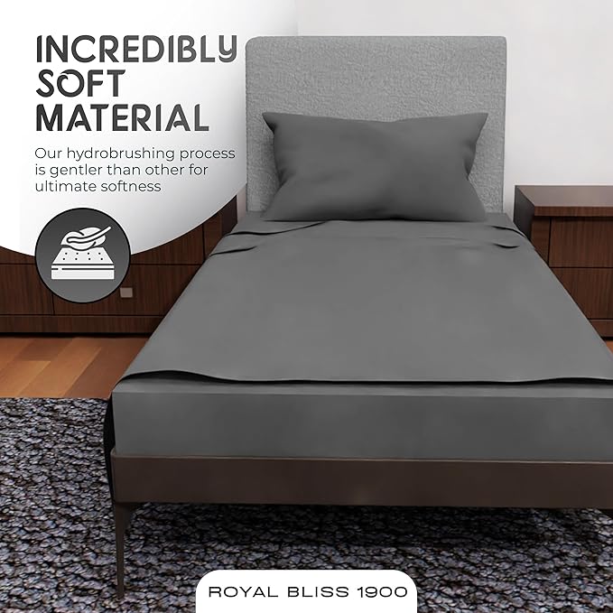 Twin Sheets Set - 3 Piece Bedding - Wrinkle Free, Fade Resistant, Double Brushed Microfiber - Deep Pockets/Easy Fit - 1800 Series Ultrasoft, Cooling Sheets (Dark Grey)