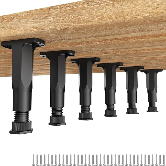 Replacement Bed Slats Support Legs, Adjustable Height 5.1-8.3 Inch Bed Center Support Leg for Queen King Beds, Adjustable Sofa Furniture Legs, Heavy Duty Furniture Risers, 6 Pack