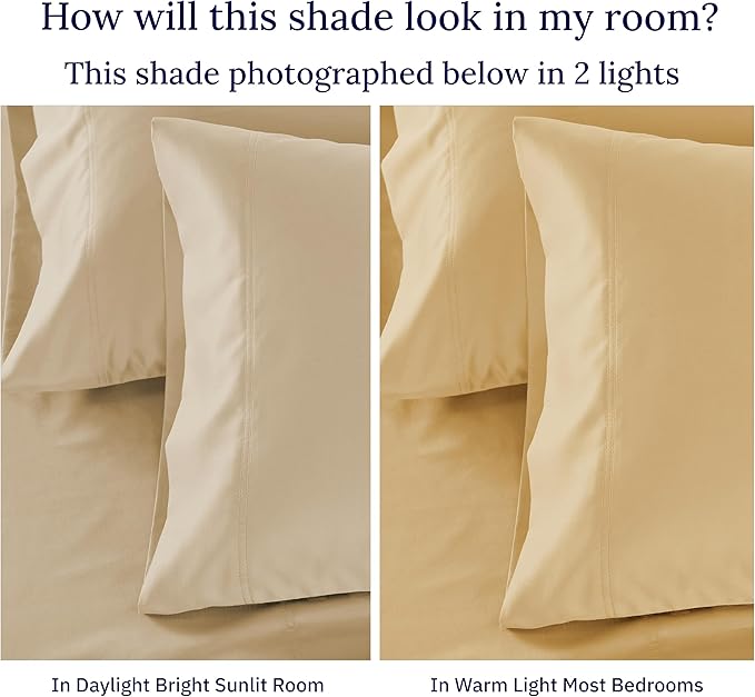 California Design Den Luxuriously Soft Premium 600 Thread Count, 100% Cotton, Crisp King Pillowcases Set of 2, Fits King Size Pillows (Golden Tan)