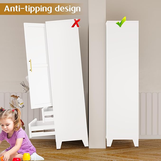 GAIOUS Steel Pantry Cabinet, 71" Metal Storage Cabinets with 2 Doors, 2 Adjustable Shelf and 2 Drawers, Freestanding Storage Cabinet for Bedroom, Kitchen, Home Office (White)