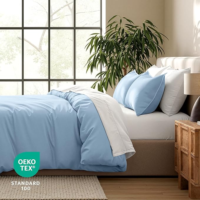 Bare Home Bedding Duvet Cover Extra Long Size - Premium 1800 Super Soft - Lightweight, Cooling Duvet Cover - Soft Breathable Bedding (Twin/Twin XL, Light Blue)