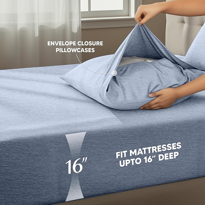 Utopia Bedding Queen Size Sheet Set – 4 Piece Bed Sheets, Soft and Breathable Microfiber, Includes 1 Fitted Sheet, 1 Flat Sheet and 2 Pillowcases – Oeko Tex (Heather Navy)
