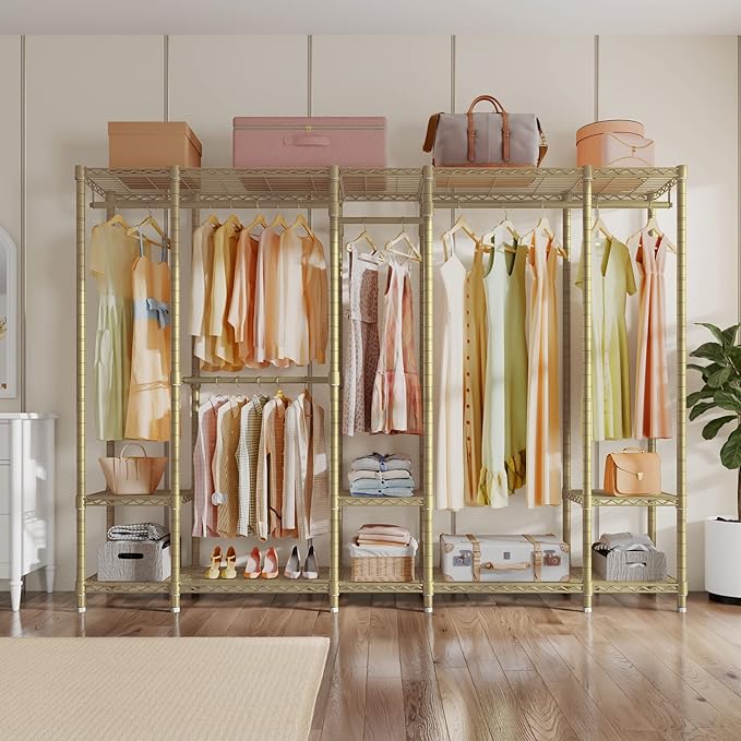 VIPEK V50 Closet Organizer System, Extra Large Heavy Duty Clothes Rack with Adjustable Shelves, Freestanding Modern Wardrobe for Bedroom, Walk-in Closet, Dressing Room, 1300 lbs Capacity, Gold