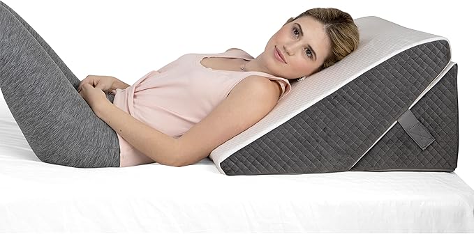 Kolbs Bed Wedge Pillow for Sleep Apnea, FSA Eligible Acid Reflux, and Back Pain Relief, with Chic Jacquard Cover - Headboard Wedges for Sleeping (Adjustable Height Wedge)