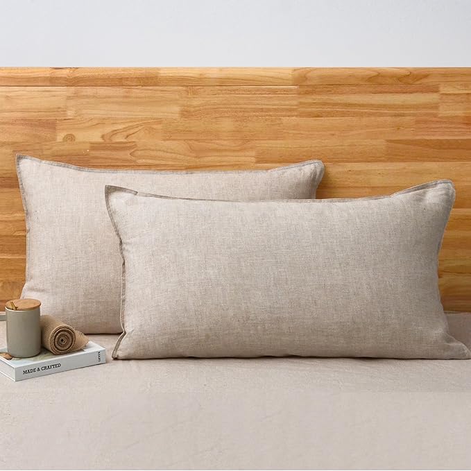 CHUFFED 100% French Linen Pillow Cases King Size Set of 2, Luxury Washed Flax Pillow Covers with Zipper Closure - Breathable & Cooling for Hot Sleepers,20x36 Inches, Natural Linen