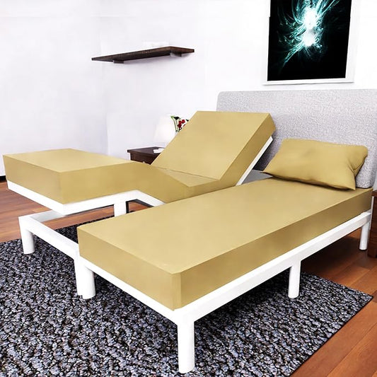 Split California King Sheets Sets - 5 Pcs Set - Split Cal King Sheets Sets for Adjustable Bed California Split King Sheets Sets Cal King Split Sheets for Adjustable Bed (Gold)