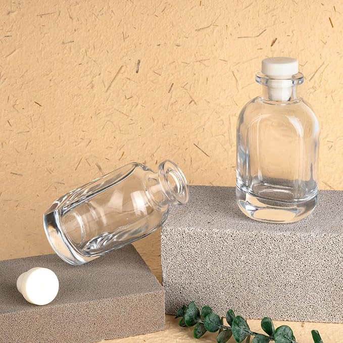 Glass Diffuser Bottles 2 Pack 5oz/150ml Reed Diffuser Sticks Refillable Aromatherapy Storage Container (Clear)