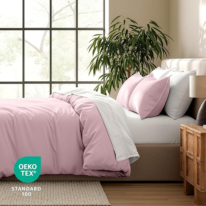 Bare Home Bedding Duvet Cover King Size - Premium 1800 Super Soft Collection - Lightweight, Cooling - Soft Breathable Bedding Duvet Cover (King, Dusty Pink)