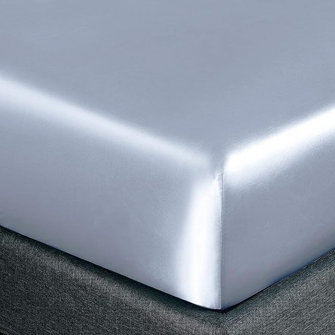 Homiest 3pcs Satin Sheets Set Luxury Silky Satin Bedding Set with Deep Pocket, 1 Fitted Sheet + 1 Flat Sheet + 1 Pillowcase (Twin XL Size, Baby Blue)