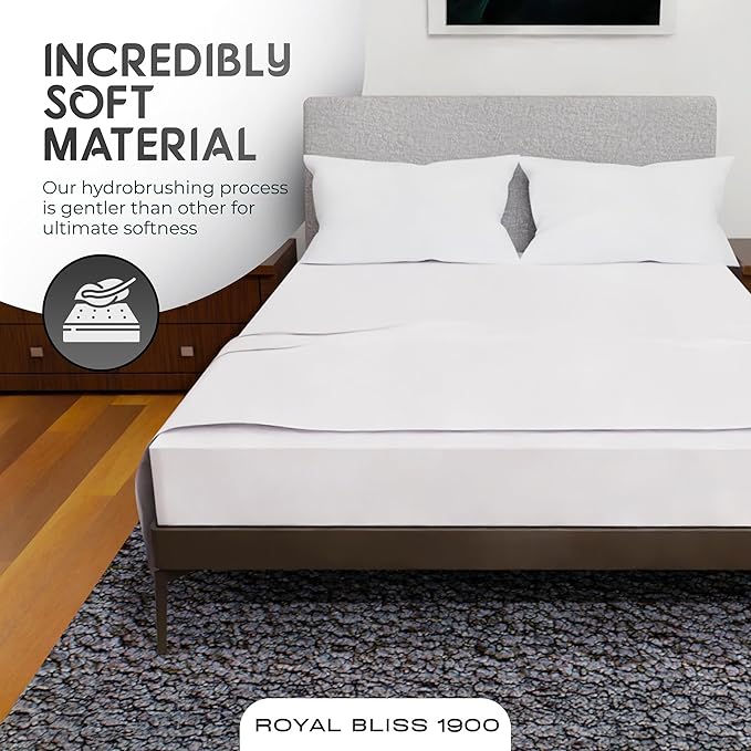 Queen Sheet Set - 4 Piece Bedding, Double Brushed Cooling Sheets, Deep Pocket Queen Bed Sheets (White)