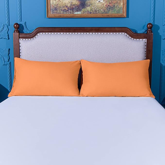 NTBAY King Pillowcase Set - 2 Pack Brushed Microfiber 20x40 Pillowcases - Soft, Wrinkle-Free, Fade-Resistant, Stain-Resistant, Pale Orange Pillowcases with Envelope Closure - 20x40 Inches, Pale Orange