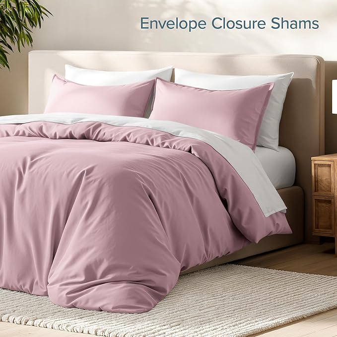 Bare Home Bedding Duvet Cover California King Size - Premium 1800 Super Soft Collection - Lightweight, Cooling - Soft Breathable Bedding Duvet Cover (Cal King, Dusty Pink)