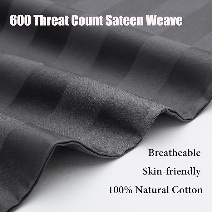 100% Cotton Classic Pillow Protectors with Invisible Zipper, 600 Thread Count Sateen Weave Soft and Breathable Pillow Cases, Protect Pillows from Dirt, Dust and Debris (Standard, 20"x26", Set of 4)