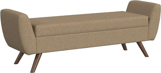 HomePop Modern Storage Bench with Wood Legs |Homepop Home Décor|Bench with Storage for Living Room & Bedroom - Brown