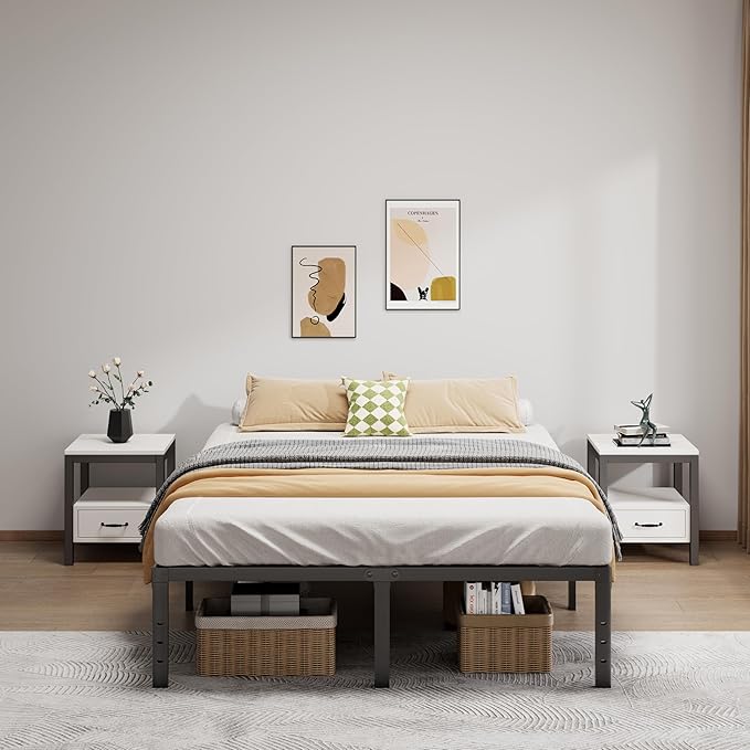 LUMUNANCE Metal Bed Frame King Size - 16 Inch Heavy-Duty King Platform Bed Frame No Box Spring Needed, Easy Assembly, Noise-Free, Sturdy Mattress Foundation, Underbed Storage Space