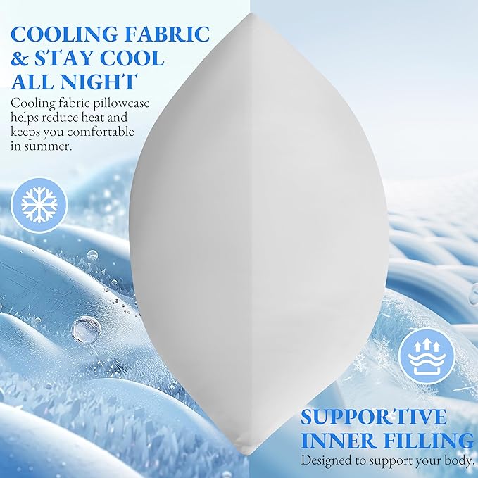 ELNIDO QUEEN Cooling Body Pillow Insert with Cover – Breathable Long Body Pillow for Side Sleepers, Soft Support Bed Pillow for Adults, 20x54 Inches White