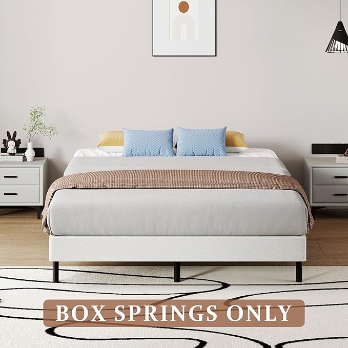SHOANED Full Size Box Springs - 5 Inch Low Profile Mattress Foundation No Noise Heavy Duty Metal Basics Bed Base with Clean Fabric Cover, Easy Assembly