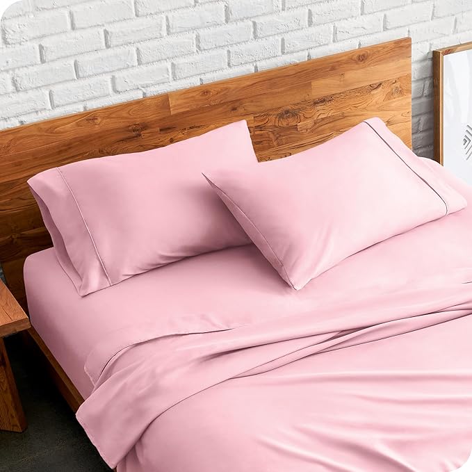 Bare Home Microfiber Pillow Cases - Standard/Queen Size Set of 2 - Cooling Pillowcases - Double Brushed - Light Pink Pillowcases 2 Pack - Easy Care (Standard Pillowcase Set of 2, Light Pink)