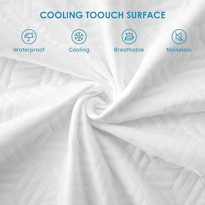Cozymaker Queen Size 100% Waterproof Mattress Protector, Cooling Mattress Pad Cover Fitted 8"-21" Deep Pocket, 3D Air Fabric Soft Breathable Smooth Bed Cover Noiseless Washable