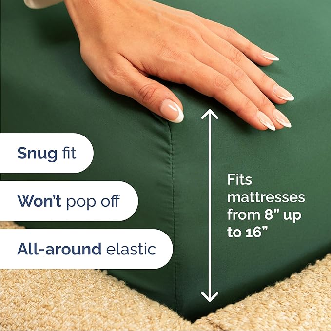 Queen Size 4 Piece Sheet Set - Comfy Breathable & Cooling Sheets - Hotel Luxury Bed Sheets for Women & Men - Deep Pockets, Easy-Fit, Soft & Wrinkle Free Sheets - Emerald Green Oeko-Tex Bed Sheet Set