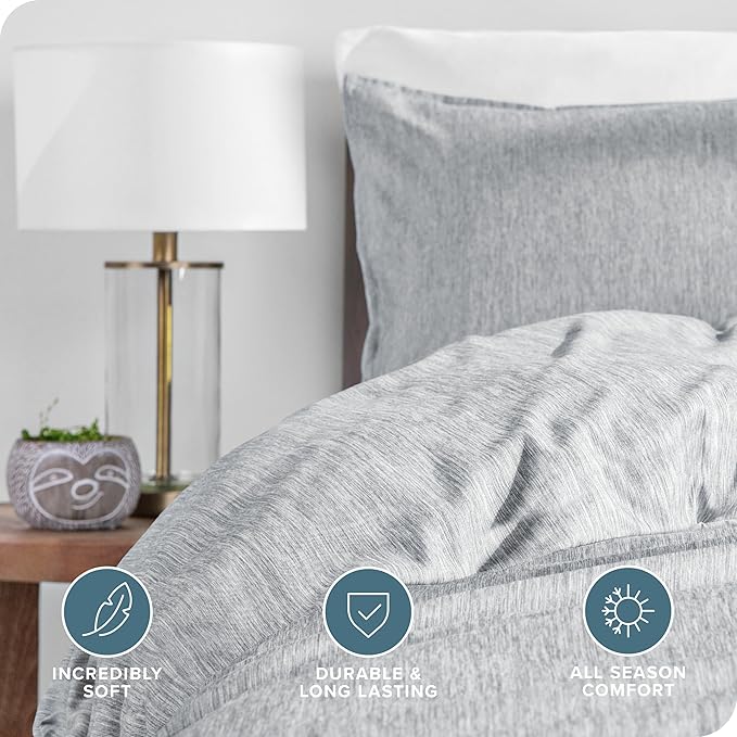 Bare Home Bedding Duvet Cover King Size - Premium 1800 Super Soft Collection - Lightweight, Cooling - Soft Breathable Bedding Duvet Cover (King, Heathered Pewter)