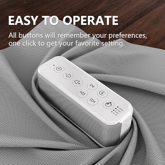 OnLyee White Noise Sound Machine with Bluetooth Speaker, 15 Soothing Sounds for Sleep, Baby & Office Privacy, 3000mAh Rechargeable, Auto-Off Timer, 8-Level Volume (White)