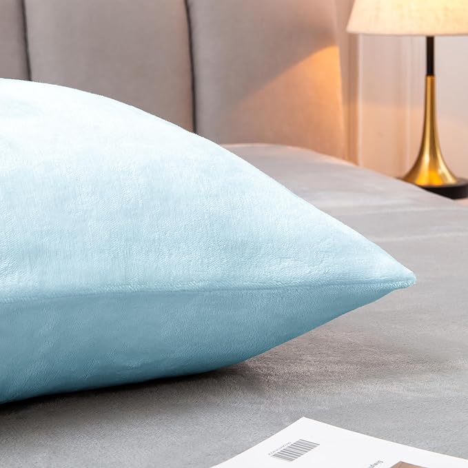 BEDELITE Body Pillow Cover with Zipper Closure, Super Soft and Cozy Fuzzy Fleece Pillowcase 20 x 54 Inches, Luxury Fluffy Plush Long Body Pillow Pillowcase for All Seasons(Blue)