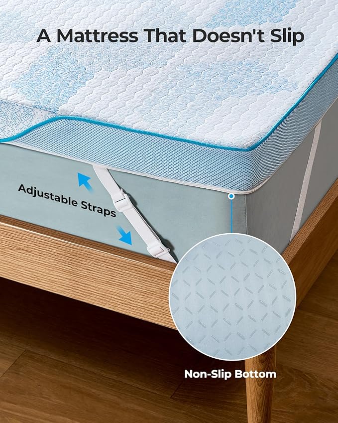 PERLECARE 3 Inch Gel Memory Foam Mattress Topper King Size Pressure-Relieving Mattress Topper for Back Pain, Non-Slip Design with Removable & Washable Cover, CertiPUR-US® Certified & Oeko-Tex