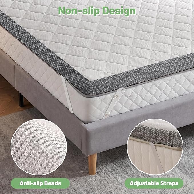 Extra Firm Mattress Topper Full, 3 Inch High-Density Foam Mattress Pad, Pain Relieving Bed Topper for Extra Support, Washable Cover with Anti-Slip Straps, CertiPUR-US Oeko-Tex Certified, 75" x 54"