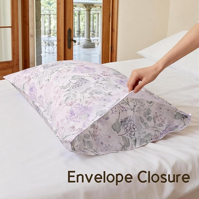 CHUFFED 100% French Linen Pillow Cases Spring Ivy Print, Farmhouse Floral Stone Washed Pillow Shams with Envelope Closure Soft Breathable Vintage Pillow Covers for Decor,20x36 inches
