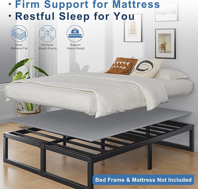 Lutown-Teen Bunkie Board Twin Under Mattress High-Density Polymer Twin Size Bunkie Board Anti-Sag, Breathable, Moisture Resistant, Noise Minimizing, Gray