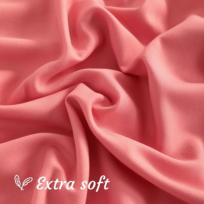 NTBAY King Pillow Cases Set of 2, 2 Pack Brushed Microfiber 20x40 Pillow Cases, Soft, Wrinkle, Fade, Stain Resistant Coral Pink Pillow Cases with Envelope Closure, 20x40 Inches, Coral Pink