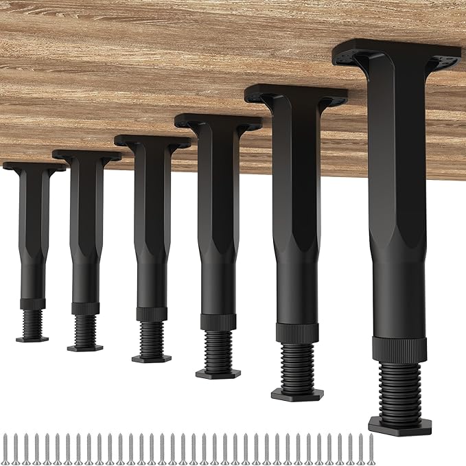 Replacement Bed Slats Support Legs, Adjustable Height 8.3-14.5 Inch Bed Center Support Leg for Queen King Beds, Adjustable Sofa Furniture Legs, Heavy Duty Furniture Risers, 6 Pack