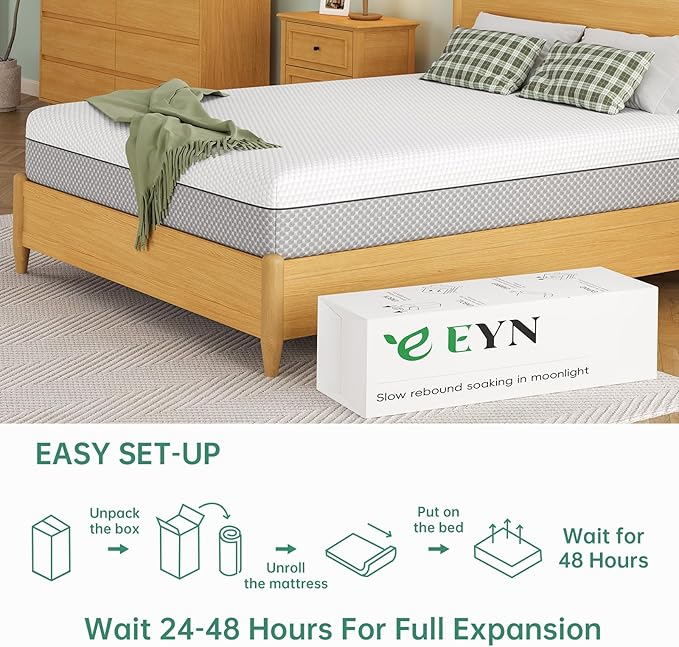 EYN Twin XL Size Mattress, 5 Inch Twin XL Size Memory Foam Mattress in a Box, Gel Memory Foam Mattress with Medium Firm Support, CertiPUR-US Certified (5'', Twin XL)