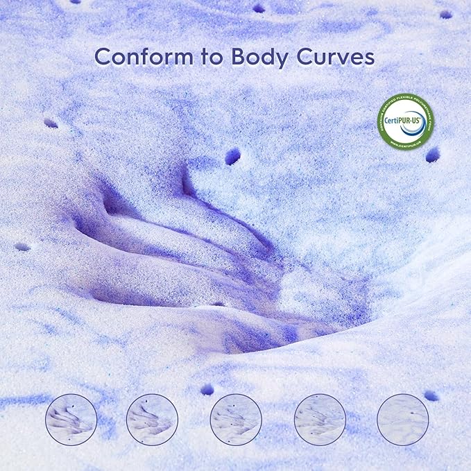 ELEMUSE 3 Inch Ventilated Design Memory Foam King Size Mattress Topper,Cooling Gel Infused Swirl Foam Pad for Pressure Relief Back Pain,Bed Topper for Body Support, CertiPUR-US Certified