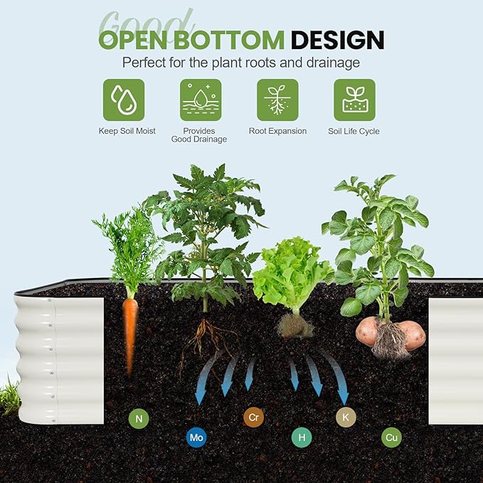 G GOOD GAIN Raised Garden Bed Kit - 5-in-1 Adjustable Galvanized Metal Planter Box with Protective Tape & Gloves & Tools | 8x3x1.4ft Outdoor Raised Bed for Gardening Vegetables, Flowers, Herbs, Green