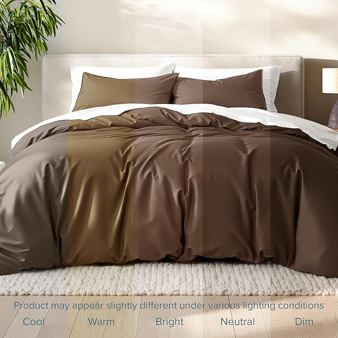 Bare Home Bedding Duvet Cover Extra Long Size - Premium 1800 Super Soft Collection - Lightweight, Cooling - Soft Breathable Bedding Duvet Cover (Twin/Twin XL, Cocoa)