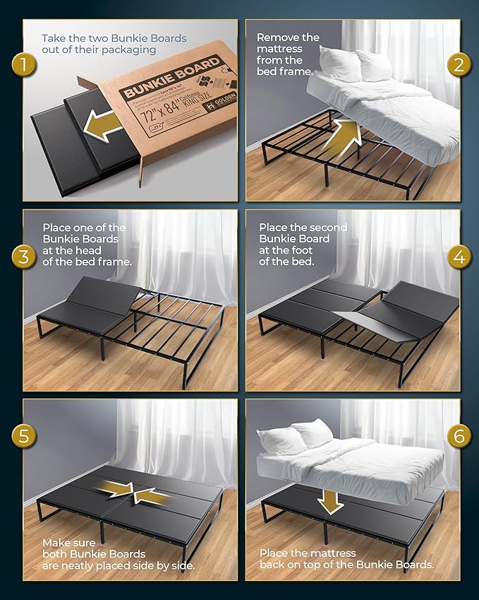 Golden Home Essentials Premium 10mm California King Size Bunkie Board (72" x 84") – Slim Low-Profile Mattress Support – Quiet, Moisture-Resistant, Lightweight Bed Board for Platform & Slatted Frames