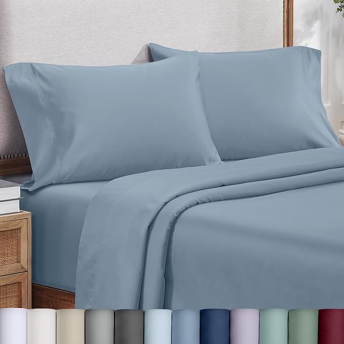 Heirloom Soft, Smooth & Thick Certified 800 Thread Count 100% Cotton Sateen, 2 Pillow Cases Standard Size Fits Standard & Queen Size Pillows (Dusty Blue)