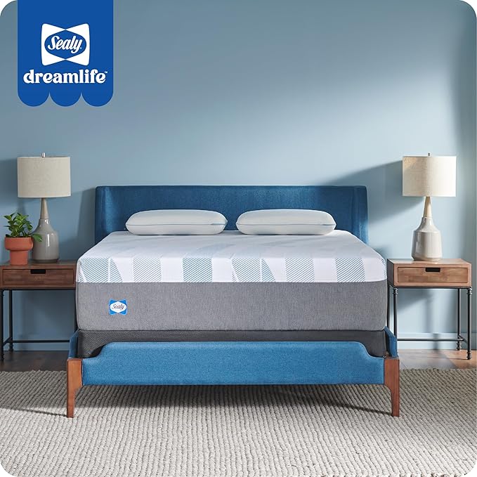 Sealy Dreamlife 14” Hybrid Mattress-in-a-Box, Queen, SealyComfort Gel Memory Foam, SealyResponsive Encased Coils, Machine Washable Cover