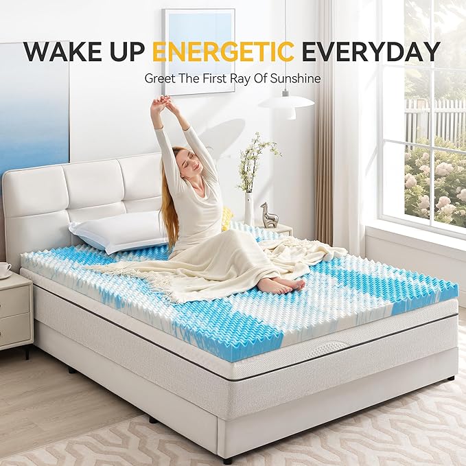 SINWEEK 3 Inch Egg Crate Memory Foam Mattress Topper Twin XL, Twin Extra Long Mattress Pads for College Dorm Room, Pressure Relieve CertiPUR-US Certified,39x80 Inches, Blue